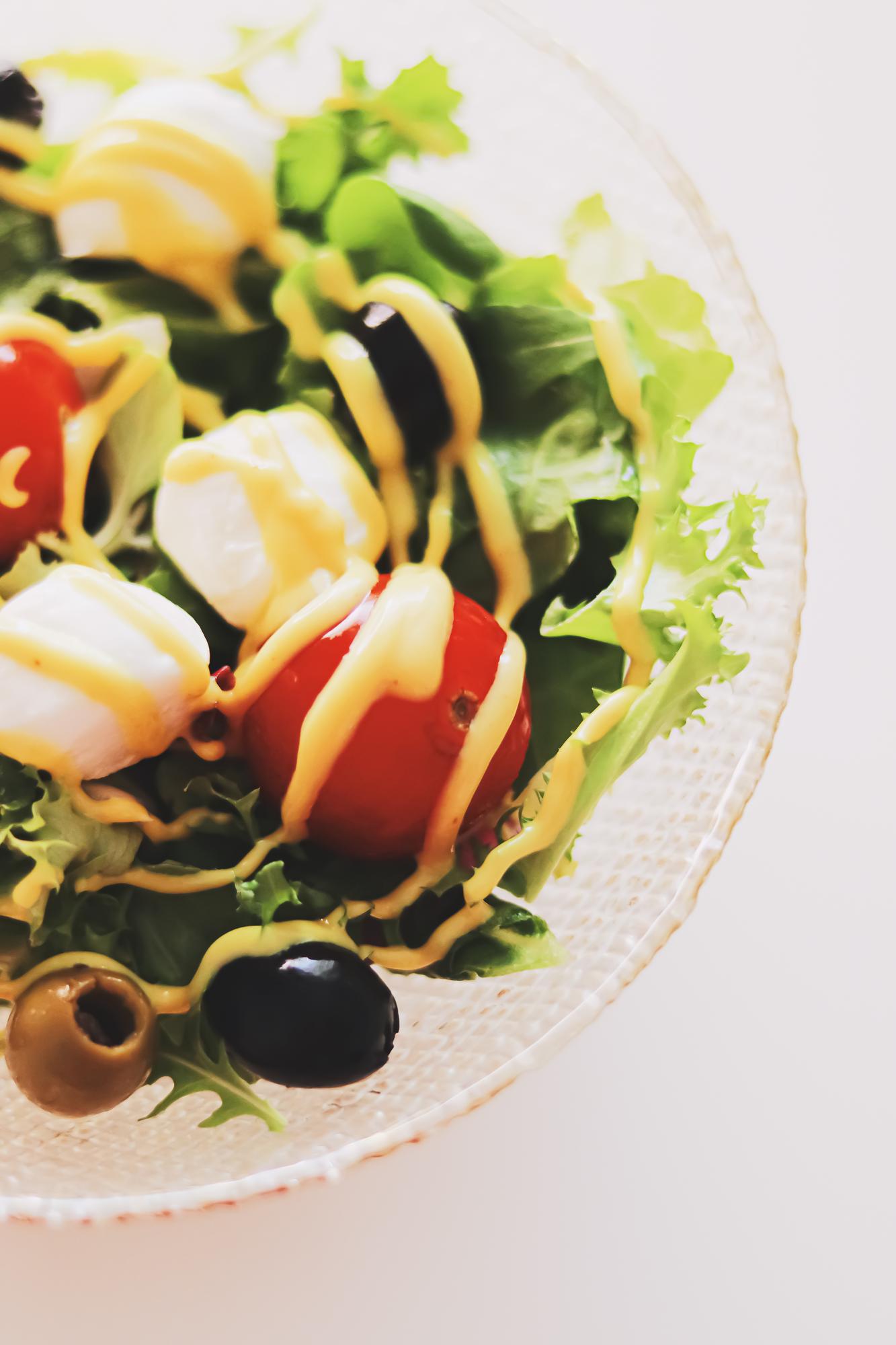 close-up of plated seasonal salad
