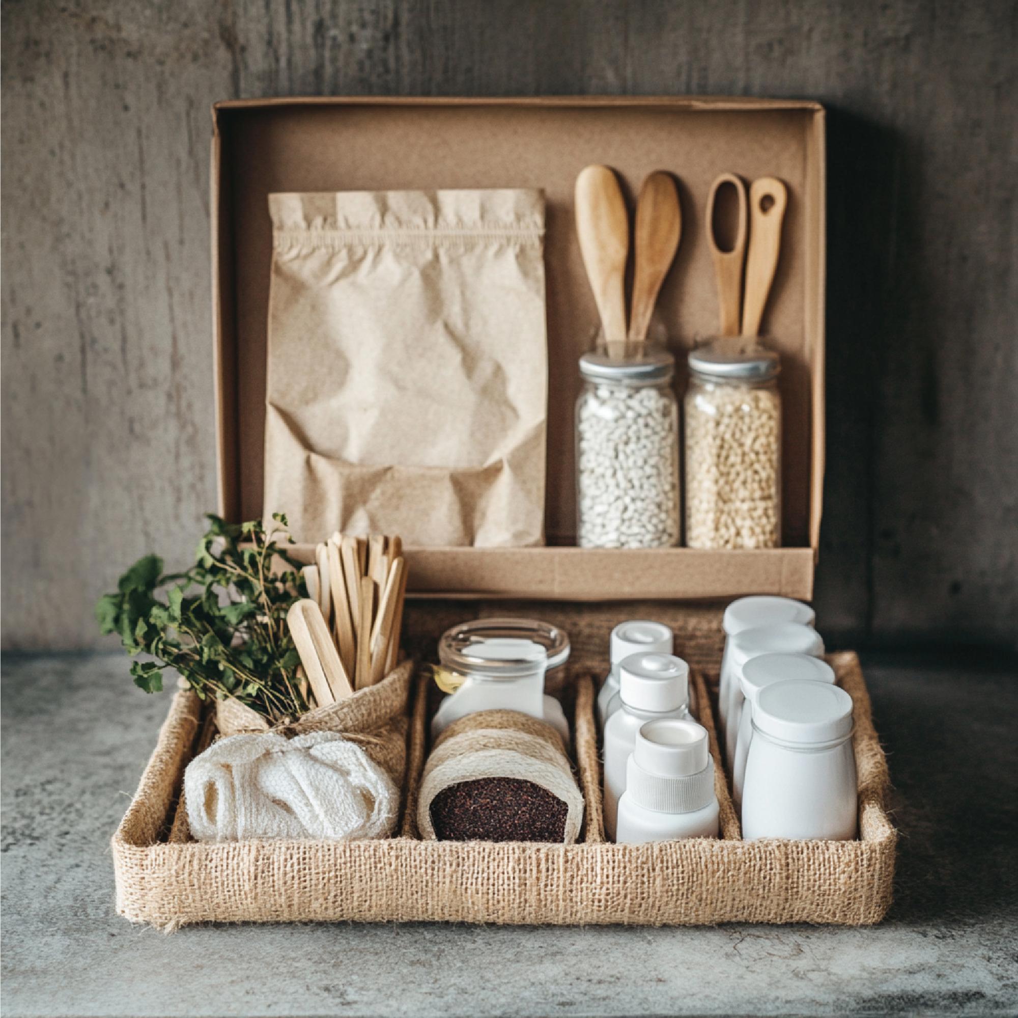 packaged culinary kit on wooden table
